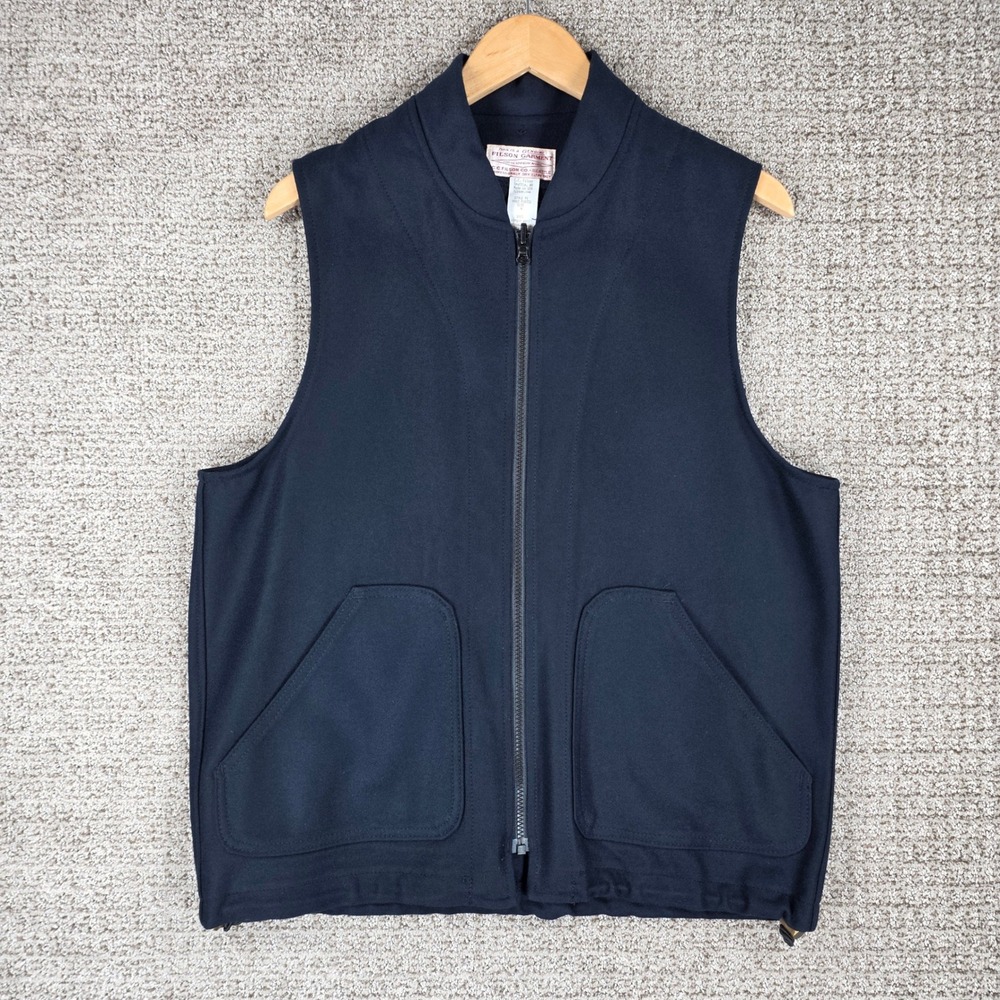 Filson Style 91 Virgin Wool Zip Up Vest Liner Mens Medium Black Made in USA